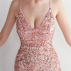 Sequined V-Neck Maxi Dress