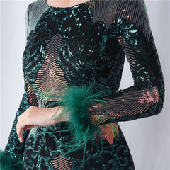 Sequin Long-Sleeve Bodycon Dress