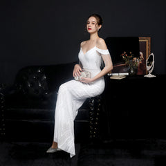 Sequined V-Neck Fishtail Dress