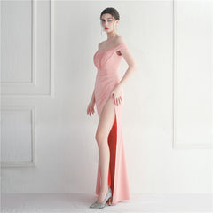 Off-Shoulder Split Maxi Dress