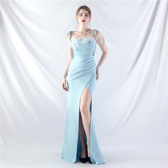 Strapless Slit Maxi Dress