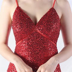 V-Neck Sequined Maxi Dress