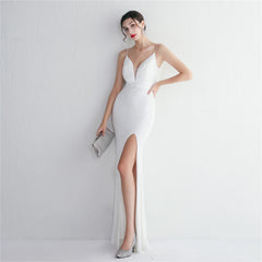 Sequin Beaded Fishtail Maxi Dress