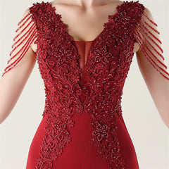 Beaded 3D Appliqué Evening Dress