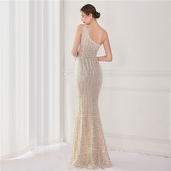 Asymmetric Sequin Maxi Dress