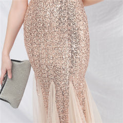 Ostrich Feather Sequined Maxi Dress