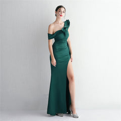 One-Shoulder Ruffle Maxi Dress