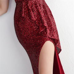 Elegant Sequined Fishtail Maxi Dress