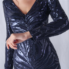 Sequined V-Neck Maxi Dress