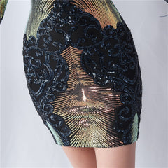 Sequin Long-Sleeve Bodycon Dress