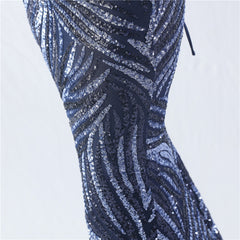 Strapless Sequined Lace-Up Maxi Dress