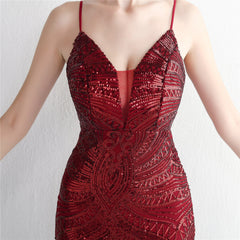 V-Neck Sequined Beaded Maxi Dress