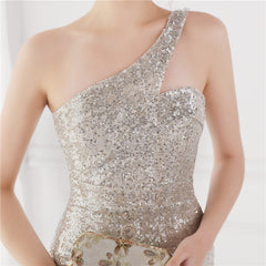 Asymmetric Sequin Maxi Dress