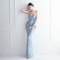 Sequined Fringed Fishtail Maxi Dress