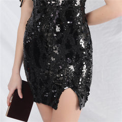 Sequined V-Neck Bodycon Dress