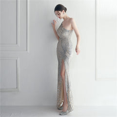 One-Shoulder Sequin Maxi Dress