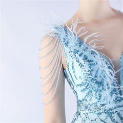 Ostrich Feather Beaded Maxi Dress