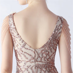 Ostrich Feather Beaded Maxi Dress