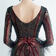 Sequin Feather Maxi Dress