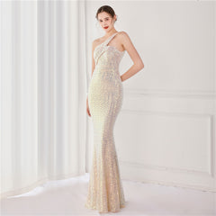 Asymmetric Sequin Maxi Dress