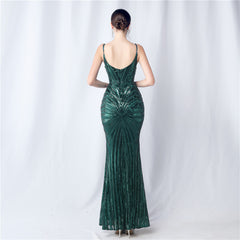 Elegant Sequin V-Neck Maxi Dress