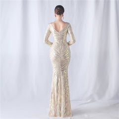 Sequined V-Neck Maxi Dress