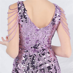 Sequined V-Neck Bodycon Dress