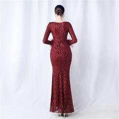 Ostrich Feather Sequin Maxi Dress