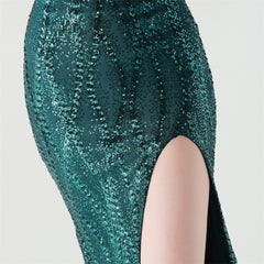 Sequined Heart-Collar Maxi Dress