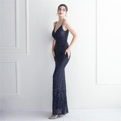 Sequined Fringed Fishtail Maxi Dress