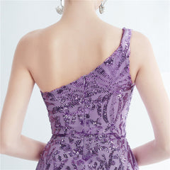 One-Shoulder Sequin Maxi Dress