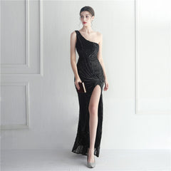 One-Shoulder Sequin Maxi Dress
