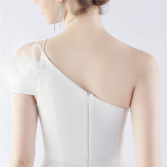 One Shoulder Feathered Maxi Dress