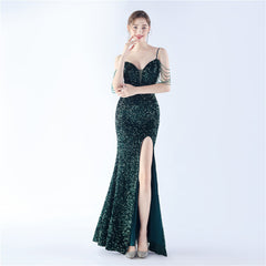 Asymmetric Sequin Maxi Dress