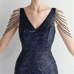 Sequined Fringe Fishtail Maxi Dress