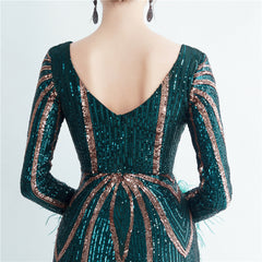 Sequin Feather Maxi Dress