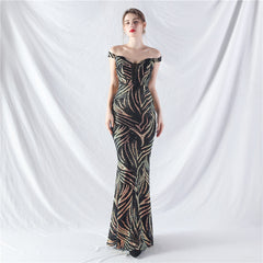 Off-Shoulder Corset Maxi Dress