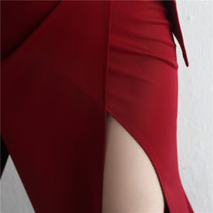 Elegant V-Neck Split Maxi Dress