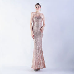 One-Shoulder Sequin Maxi Dress