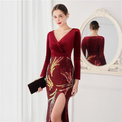 Sequin Fishtail Maxi Dress