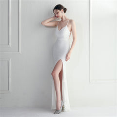 Crisscross Backless Sequined Maxi Dress