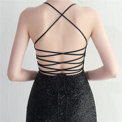 Crisscross Backless Sequined Maxi Dress