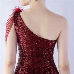 One-Shoulder Sequin Maxi Dress