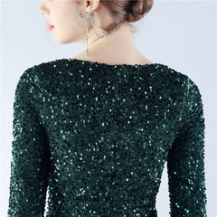 Ostrich Feather Sequined Maxi Dress