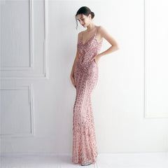 Sequined Fringed Fishtail Maxi Dress