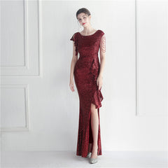 Sequined Ruffled Maxi Dress