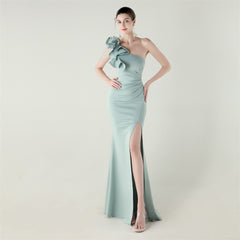 One-Shoulder Beaded Maxi Dress