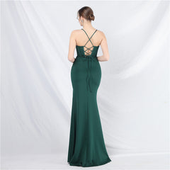 Backless Boned Camisole Split Maxi Dress