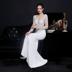 Elegant Lace Diamond Fishtail Dress