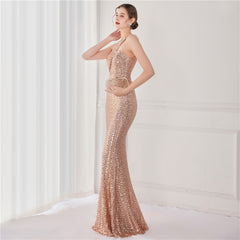 Asymmetric Sequin Maxi Dress